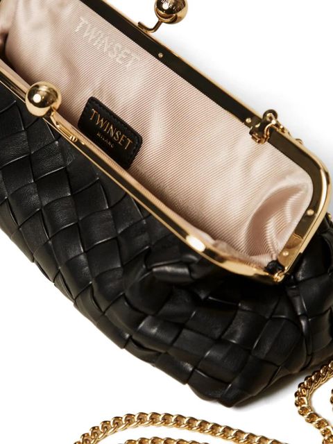 TWINSET braided-pattern clutch bag - Black