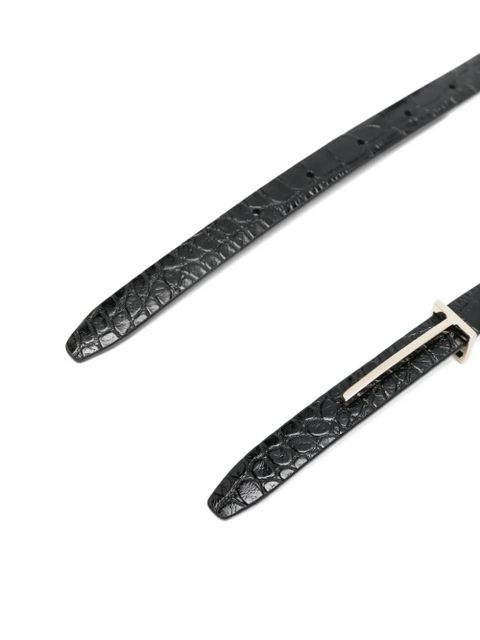 TOM FORD crocodile-embossed T-buckle belt - Black - zdjęcie produktu nr 2