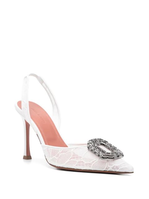 Amina Muaddi 90mm Camelia slingback pumps - White - zdjęcie produktu nr 2