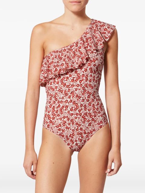 ISABEL MARANT Sicilya ruffled floral swimsuit - Red