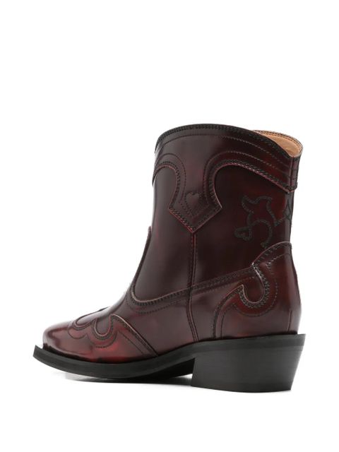 GANNI topstitched boots - Purple