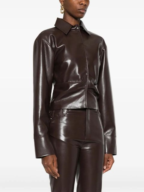 Nanushka cinched-waist splayed-hem shirt - Brown