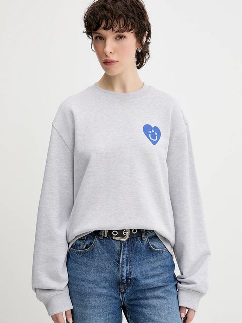 Hugo Blue bluza bawełniana damska kolor szary z nadrukiem 50545052 - zdjęcie produktu nr 1