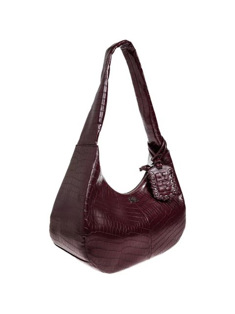 GANNI embossed tag shoulder bag - Brown