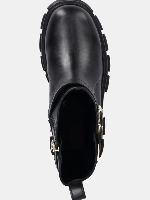 Love Moschino botki skórzane damskie kolor czarny na platformie JA24095G1NIA0000