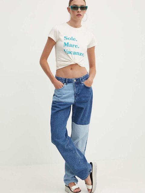 Drivemebikini t-shirt bawełniany Sole Mare Vacanze damski kolor beżowy