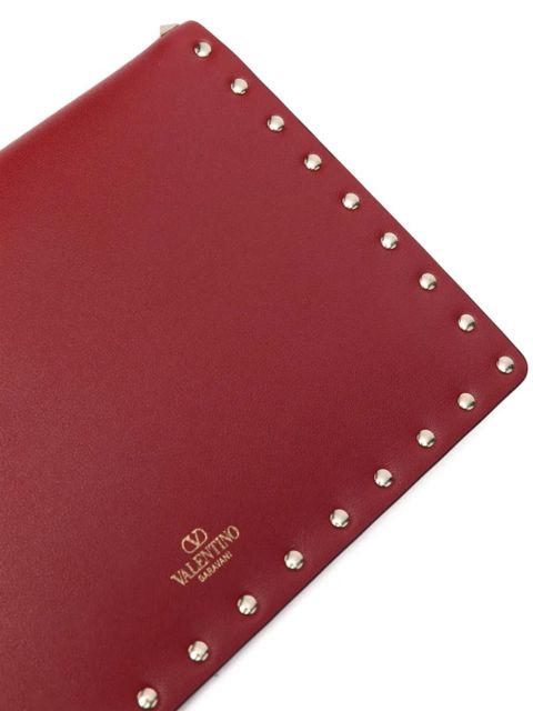 Valentino Garavani Rockstud leather clutch bag - Red