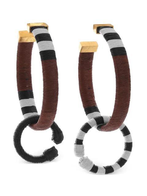 Johanna Ortiz Color Parallelism striped hoop earrings - Brown - zdjęcie produktu nr 1