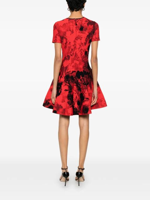 Alexander McQueen crew-neck flared-hem mini dress