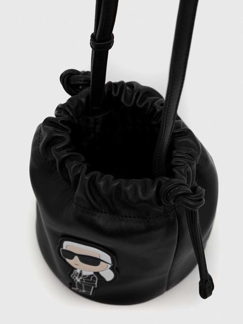 Karl Lagerfeld torebka skórzana kolor czarny