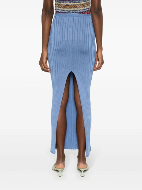 Marni jacquard-logo ribbed maxi skirt - Blue
