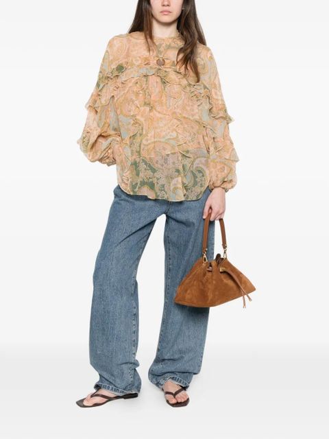 ZIMMERMANN Luna Flutter ruffled paisley blouse - Neutrals - zdjęcie produktu nr 2
