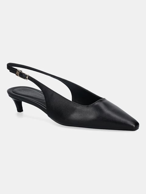 Tommy Hilfiger szpilki skórzane TH BUCKLE SLINGBACK LOW PUMP kolor czarny FW0FW09009 - zdjęcie produktu nr 1