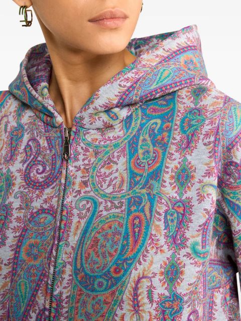 ETRO paisley-pattern foliage hooded sweater - Grey