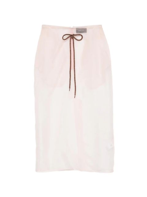 Simone Rocha sheer frayed column midi skirt - Pink - zdjęcie produktu nr 1