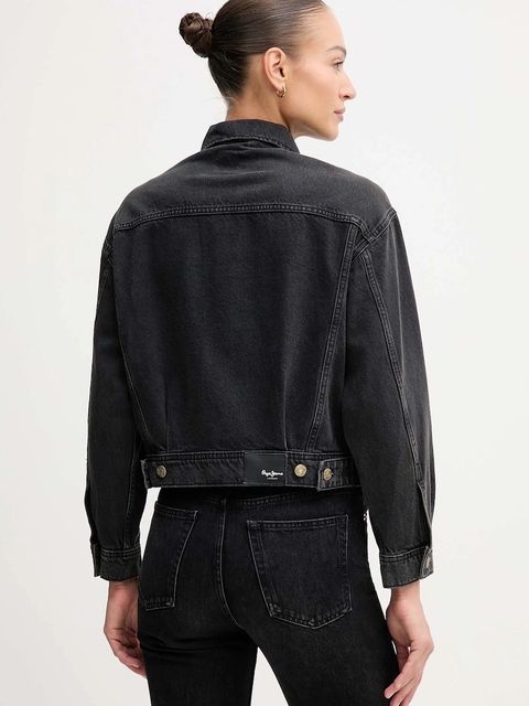 Pepe Jeans kurtka jeansowa kolor czarny przejściowa oversize PL40243329W0