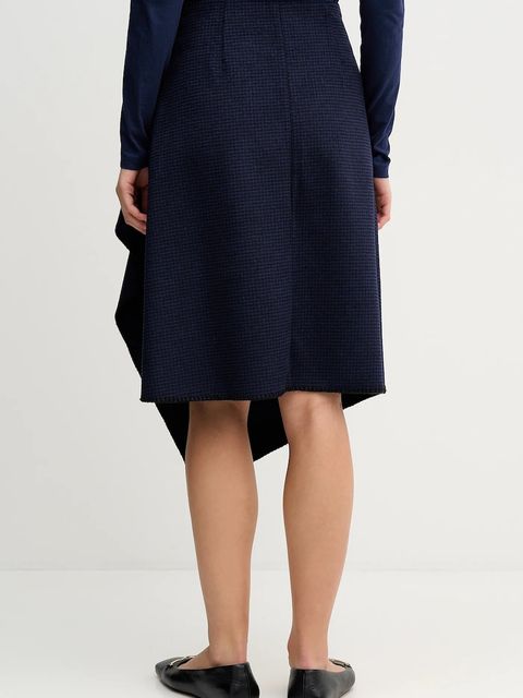 Sisley spódnica z domieszką wełny kolor granatowy midi rozkloszowana 41JML0036 - zdjęcie produktu nr 2