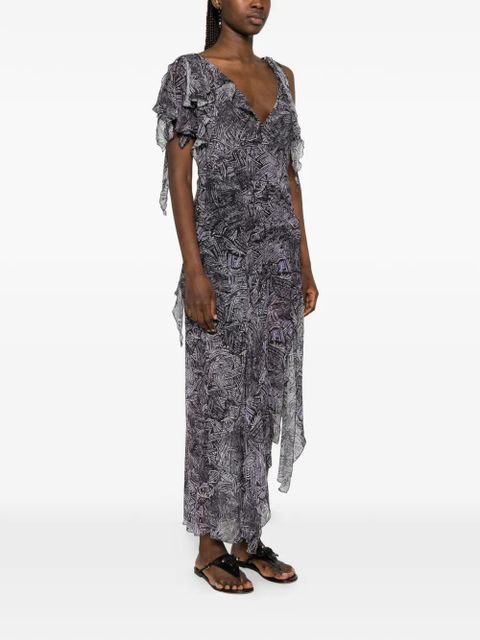ISABEL MARANT Tylena ruffled asymmetric dress - Blue