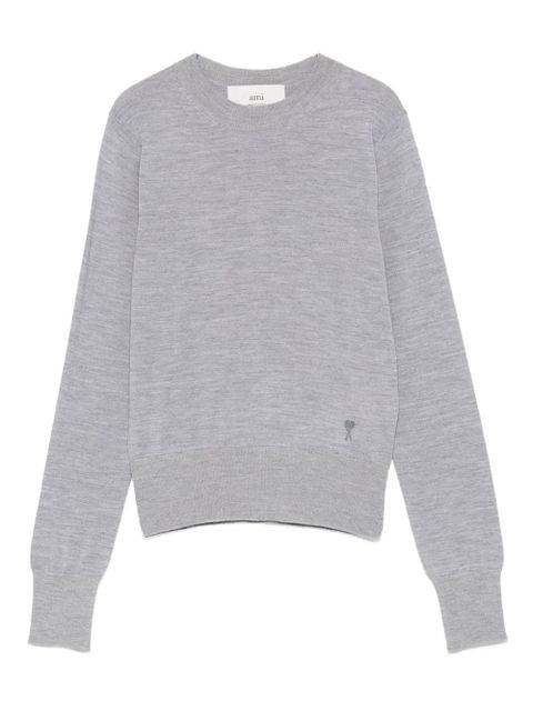 AMI Paris crew-neck wool-silk blend sweater - Grey - zdjęcie produktu nr 1