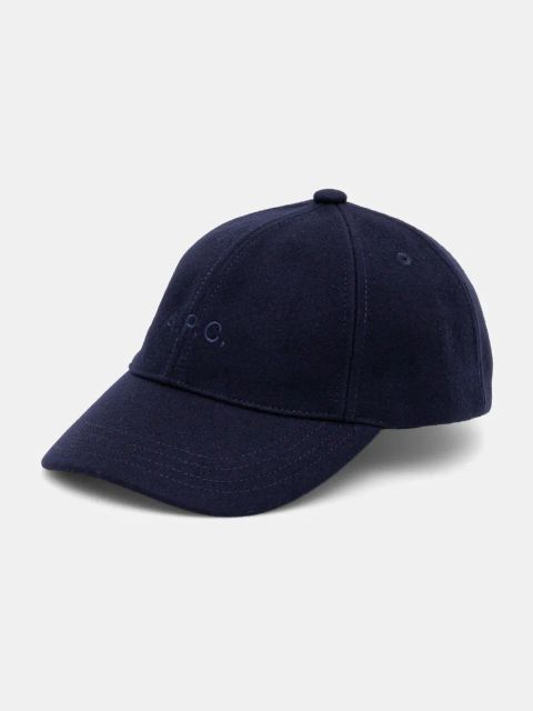A.P.C. czapka z daszkiem wełniana casquette charlie kolor granatowy gładka WOARV.M24069