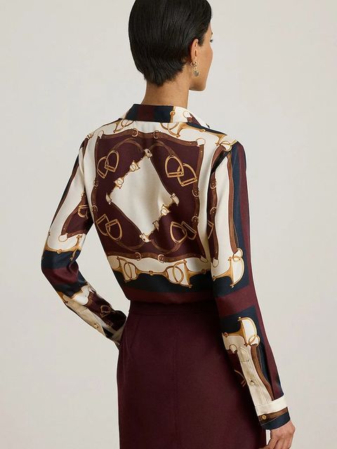 Lauren Ralph Lauren koszula damska kolor brązowy regular z kołnierzykiem klasycznym 200P03556 - zdjęcie produktu nr 2