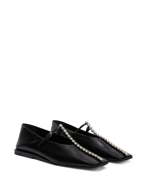 Jil Sander crystal-embellished square-toe ballet flats - Black - zdjęcie produktu nr 2