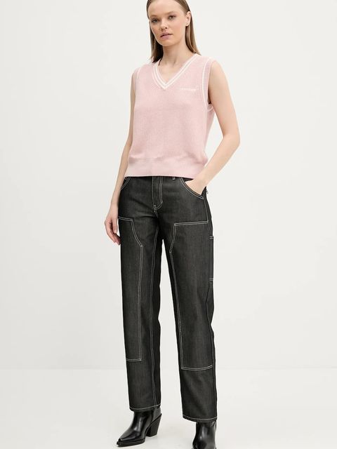 Guess Originals spodnie damskie kolor szary proste medium waist W5RG10 D5L30