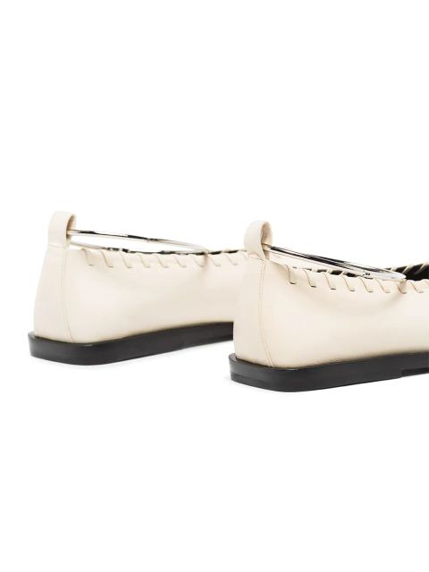 Jil Sander square toe stitch detail ballerina shoes - Neutrals
