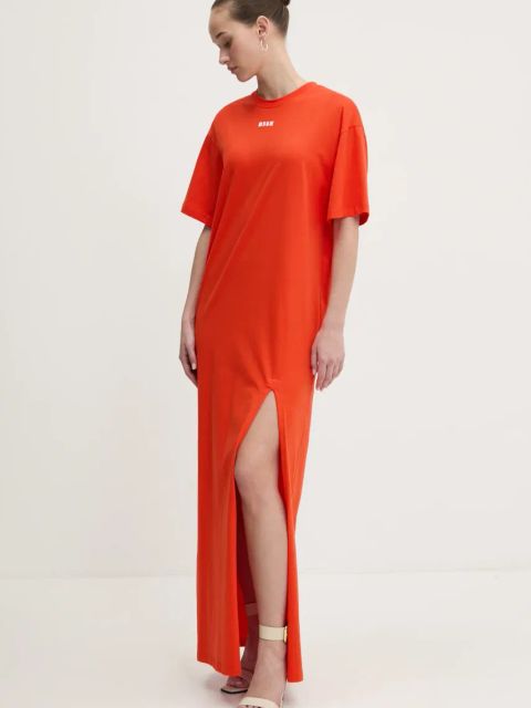 MSGM sukienka kolor czerwony maxi prosta 3841MDA83.257002