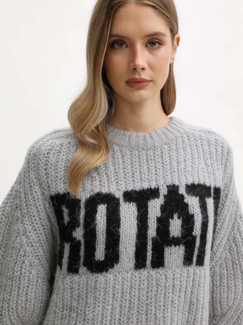 Rotate sweter z dodatkiem wełny damski kolor szary 114641039