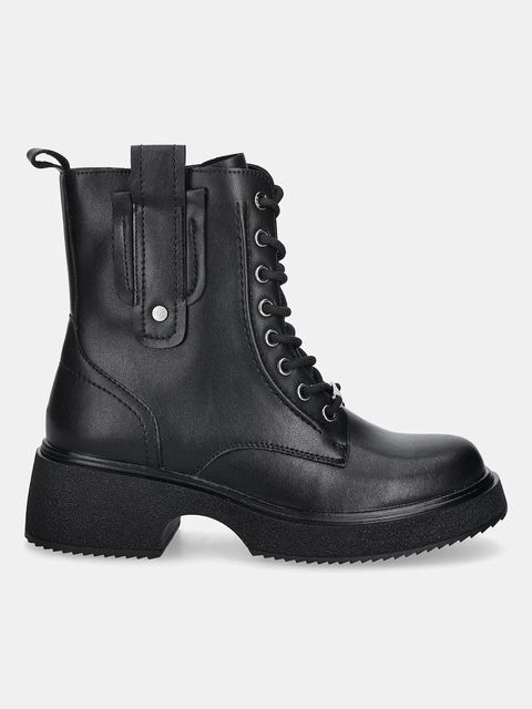 GOE workery skórzane damskie kolor czarny na słupku lekko ocieplone SS2N4125 BLACK - zdjęcie produktu nr 2