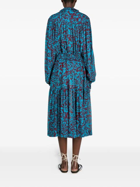 DRIES VAN NOTEN printed midi dress - Blue