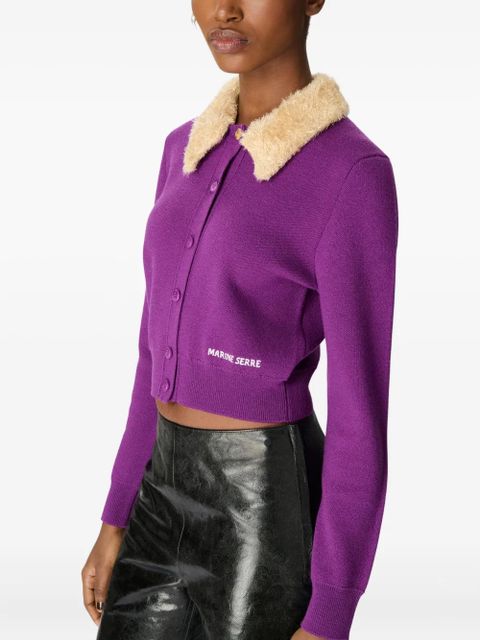 Marine Serre wool cropped cardigan - Purple - zdjęcie produktu nr 1