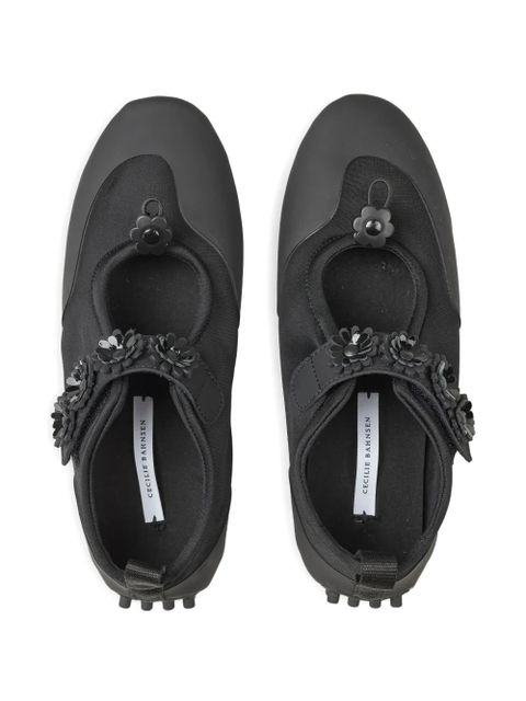 Cecilie Bahnsen flower-embellished Mary Jane sneakers - Black