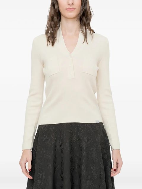 MM6 Maison Margiela pockets V-neck T-shirt - Neutrals - zdjęcie produktu nr 1