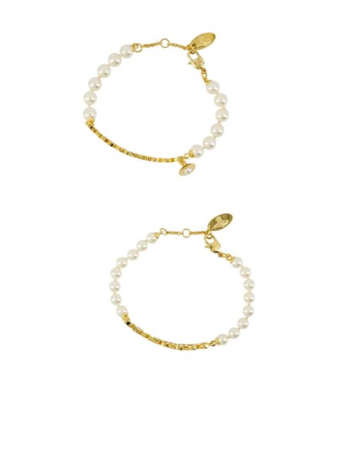 Vivienne Westwood Amelia pearl-embellished brand name bracelets (set of two) - Gold