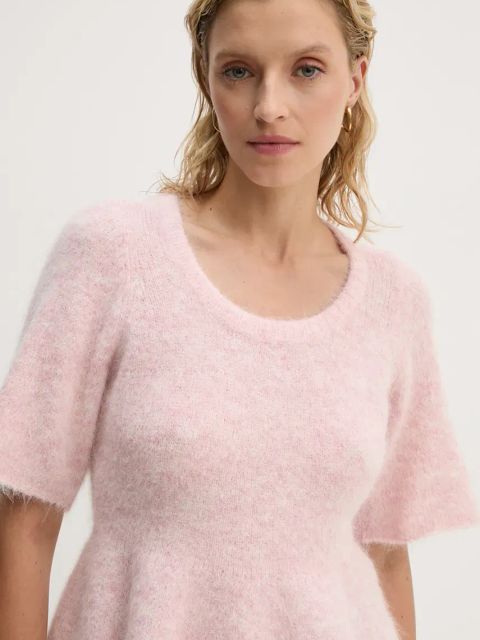 MUNTHE sweter wełniany TAISA damski kolor różowy lekki 243160624373