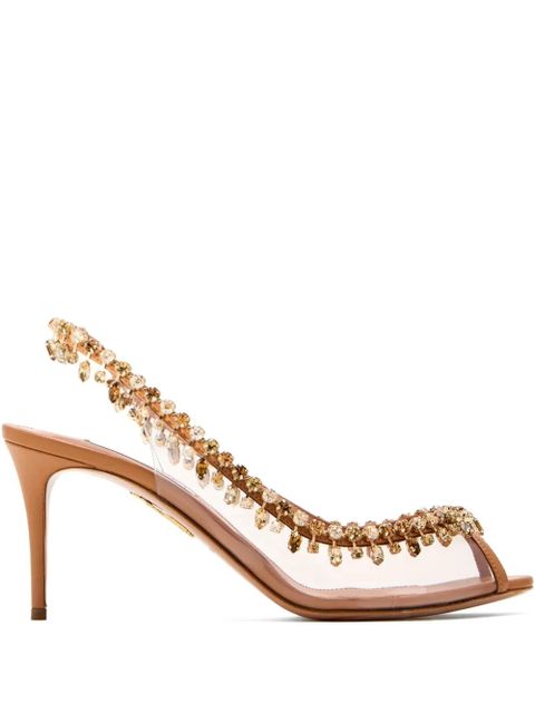 Aquazzura Temptation crystal-embellished slingback pumps - Neutrals - zdjęcie produktu nr 1