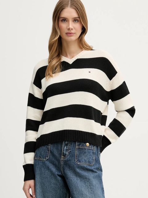 Tommy Hilfiger sweter z dodatkiem kaszmiru damski kolor czarny lekki WW0WW47655 - zdjęcie produktu nr 1