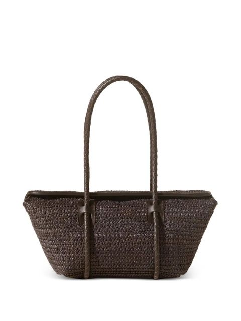 Hereu leather-framed raffia shoulder bag - Brown - zdjęcie produktu nr 1