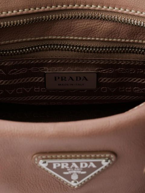 Prada leather logo tote bag - Brown