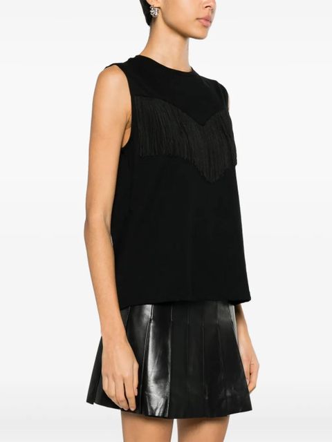 PINKO fringed cotton tank top - Black