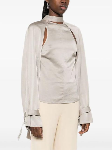 Nanushka detachable-bolero tie-detail top - Grey