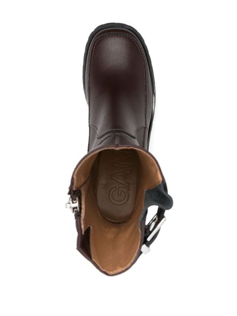 GANNI 70mm zip-up boots - Brown