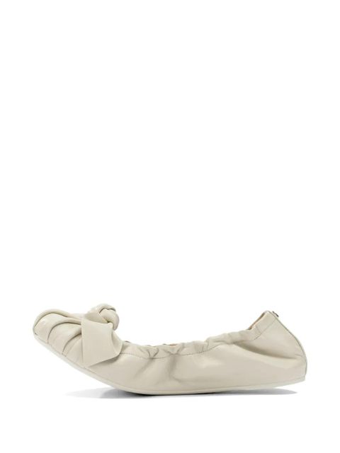 Ferragamo bow-detail ruched ballet flats - Neutrals