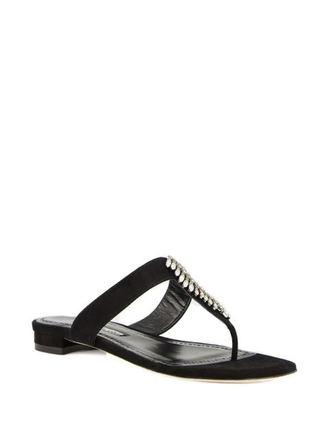 Manolo Blahnik crystal-embellished flat sandals - Black - zdjęcie produktu nr 2