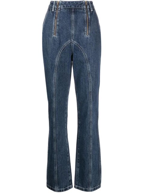 Self-Portrait zip-embellished straight-leg jeans - Blue - zdjęcie produktu nr 1
