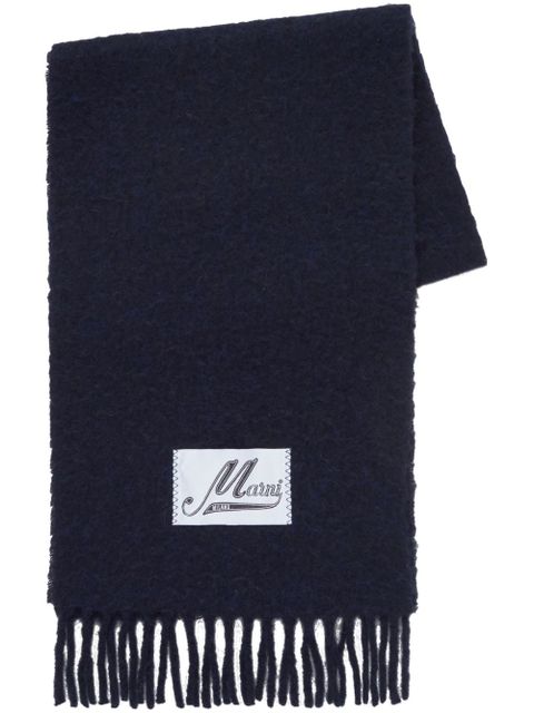Marni logo-appliqué alpaca scarf - Blue - zdjęcie produktu nr 1