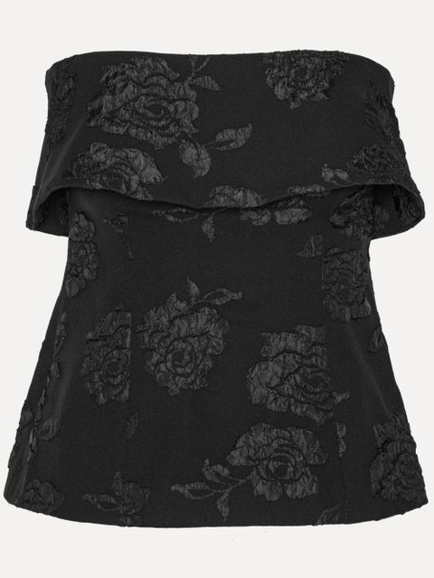 ROTATE BIRGER CHRISTENSEN floral-jacquard top - Black - zdjęcie produktu nr 2