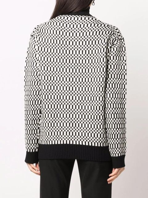 Jil Sander scarf-detail patterned jumper - White